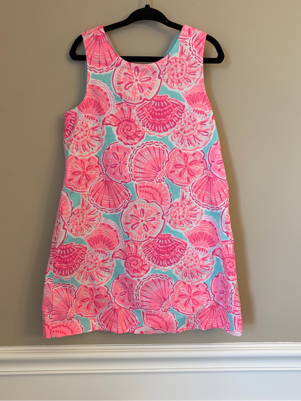 Tommy Bahama Pink Aqua Seashell Starfish Shift Dress, Size 5, Resort Vacay Beach